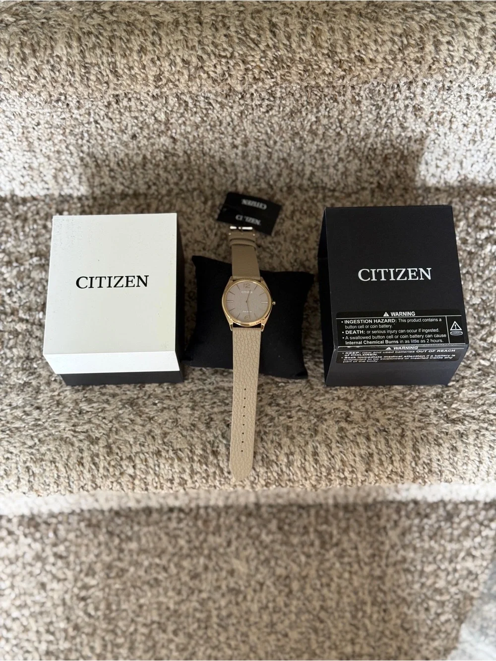 Citizen Men's Taupe Dial thinnest Watch with Gold-Tone eco drive leather watch